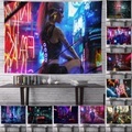 Inspiriert von Cyberpunk, Wandteppich, Kunstdekor, Decke, Vorhang, zum Aufhängen, Zuhause, Schlafzimmer, Wohnzimmer, Dekoration, Polyester Lightinthebox