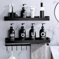 schwarzes Badezimmerregal ohne Loch Toilette schwarze Aluminiumlegierung Wandaufhängungsraum Aluminiumwand-WC-Aufbewahrungs- und Endbearbeitungsregal Lightinthebox