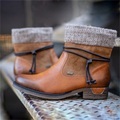 Lighinthebox, Damen Stiefel Springerstiefel Outdoor Täglich Stiefeletten Stiefeletten Winter Band-Bindung Niedriger Absatz Runde Zehe Casual Minimalismus PU Leder Reißverschluss Farbblock Schwarz Braun Lightinthebox