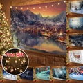 weihnachtsteppich baum wandbehang kamin bauernhaus hotography hintergrund wohnkultur rote socken wohnzimmer schlafzimmer party ort (mit led-leuchten) Lightinthebox