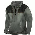 Herren Sweatshirt Pullover Zur Seite fahren Distressed-Hoodie Dunkelgray Grau Stehkragen Farbblock Grafik-Drucke mit Schnürung Tasche Sport Natur Casual Täglich 3D-Druck Basic Strassenmode Designer Lightinthebox