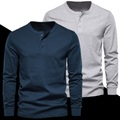 Herren Henley Shirt Tee Glatt Henley Sport Arbeitskleidung Langarm Button-Down Bekleidung Modisch Strassenmode Casual Lightinthebox