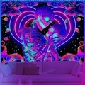 Liebhaber-Schädel-Schwarzlicht-UV-reaktiver Wandteppich, trippiger psychedelischer Schlafsaal, Wohnzimmer, Kunstdekoration, hängendes Tuch Lightinthebox