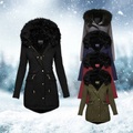 Damen Parka Lang Pelzkragen Kordelzug Tasche Mantel Weinrot Grün Schwarz Grau Marineblau St. Patricks Day Strasse Herbst Kapuzenpullover S M L XL 2XL 3XL / Windundurchlässig / Feste Farbe / Gefüttert Lightinthebox