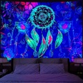 Mandala Schwarzlicht UV-reaktiver Wandteppich Kunstdekor Traumfänger Decke Vorhang Picknick Tischdecke zum Aufhängen Zuhause Schlafzimmer Wohnzimmer Wohnheim Dekoration Polyester Lightinthebox