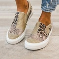 Damen Slip-Ons Schuhe drucken Slip-on-Sneakers Outdoor B¨¹ro Arbeit Flacher Absatz Runde Zehe Casual Wanderschuhe Leinwand Halbschuhe Farbblock Jeans Schwarz Kaki Grau Lightinthebox