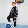 2 Stück kinderkleidung Jungen Kapuzenpulli Hose Kleidungsset Outfit Buchstabe Langarm Tasche Baumwolle Set Schulanfang Cool Täglich Winter Herbst 7-13 Jahre Jeansblau leicht grau Schwarz Lightinthebox
