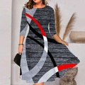 Damen Übergröße Arbeitskleidung Geometrisch Rundhalsausschnitt 3/4 Ärmel Herbst Winter Stilvoll Büro Midikleid Urlaub Ausgehen Kleid Lightinthebox