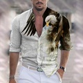 Herren Hemd Tier Adler Ständer Grau 3D-Druck Outdoor Strasse Langarm Button-Down Bedruckt Bekleidung Modisch Designer Casual Atmungsaktiv Lightinthebox