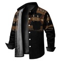 Herren Hemd Grafik-Drucke Geometrie Umlegekragen Schwarz Blau 3D-Druck Outdoor Strasse Langarm Button-Down Bedruckt Bekleidung Vintage Designer Ethnischer Stil Casual Lightinthebox