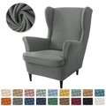 Lighinthebox, 1 Set mit 2 Stück Stretch-Ohrenlehnensesselbezügen, Ohrensesselbezügen, Spandex-Jacquard-Ohrenlehnensesselbezügen mit Sitzpolster, Kissenbezug für Ikea Strandmon Chair Lightinthebox