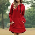 damen hoodie kleid winterkleid minikleid schwarz blau lila gelb rot grau langarm pure color tasche winter herbst mit kapuze stylish lässig modern loose fit 2022 s m l xl 2xl 3xl Lightinthebox