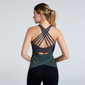 Lighinthebox, Damen Gurt Yoga Top Tank Top Mittlere Unterstützung 2 in 1 Rückenfrei Feste Farbe Schwarz Grün Elasthan Yoga Fitness Fitnesstraining Muskelshirt Shirt Sport Sportkleidung Atmungsaktiv Rasche Lightinthebox