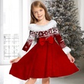 Lighinthebox, Kinder Mädchen Kleid Schneeflocke Freizeitkleid über dem Knie Kleid Geschenke Pelzbesatz Rundhalsausschnitt Langarm entzückendes Kleid 2-13 Jahre Winter weinrot rosérot Lightinthebox