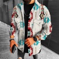 Herren Flanelljacke Flanell Hemden Hemd Kragenhemd Hemdjacke Grafik-Drucke Geometrie Umlegekragen Rote Blau Grau Sport Natur Freizeitskleidung Langarm Tasche Bedruckt Bekleidung Vintage Lightinthebox