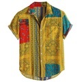Herren Hemd Farbblock Grafik-Drucke Umlegekragen Blau Gelb 3D-Druck Outdoor Strasse Kurze Ärmel Button-Down Bedruckt Bekleidung Vintage Designer Weich Lightinthebox