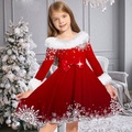 Lighinthebox, Kinder Mädchen Kleid Schneeflocke Freizeitkleid über dem Knie Kleid Geschenke Pelzbesatz Rundhalsausschnitt Langarm entzückendes Kleid 2-13 Jahre Winterwein Lightinthebox