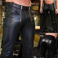 Herren Hose Hosen Lederhose Kunstlederhose Zip Tasche Gerade geschnitten Feste Farbe Wasserdicht In voller Länge Täglich Festtage Ausgehen PU Kunstleder Stilvoll Klassisch Schwarz Lightinthebox