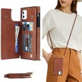 Handy Hülle Handyhüllen Für Apple Ganzkörper-Gehäuse Brieftasche Kartenetui Lanyard iPhone 14 iPhone 13 Pro Max 12 11 Geldbeutel mit abnehmbarem Umhängeriemen Ständer Einfarbig PU-Leder Lightinthebox