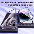 Handy Hülle Handyhüllen Für Apple Magnetischer Adsorptionsfall iPhone 14 13 12 11 Pro Max Plus Shutzrahmen Magnetisch Kameraobjektivschutz Einfarbig Gehärtetes Glas Lightinthebox