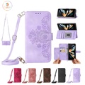 Handy Hülle Handyhüllen Für Samsung Galaxy Handtasche Brieftasche Kartenetui Klappetui Z Fold 4 Z Fold 3 mit abnehmbarem Umhängeriemen Steckplätze für Kartenhalter Ständer Einfarbig Blume PU-Leder Lightinthebox