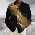 Herren Hemd Farbverlauf Grafik-Drucke Umlegekragen Silber Gold 3D-Druck Outdoor Strasse Langarm Button-Down Bedruckt Bekleidung Modisch Designer Casual Weich Lightinthebox