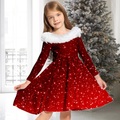 Lighinthebox, Kinder Mädchen Kleid Farbverlauf Freizeitkleid über dem Knie Kleid Pelzbesatz Langarm entzückendes Kleid 2-13 Jahre Winter grün lila wein Lightinthebox