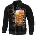 Herren Mantel Warm Sport Natur Reisverschluss Totenkopf Motiv Grafik-Drucke Oktoberfest-Bier 3D-gedruckte Grafik Stehkragen Modisch Jacken Oberbekleidung Langarm Zip Herbst Winter Lightinthebox