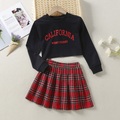 2 Stück kinderkleidung Mädchen Plaid Rock Hemd einstellen Langarm Aktiv Outdoor 7-13 Jahre Winter Rote Lightinthebox