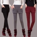 Damen Fleecehosen Leggins Baumwolle Fleece-Futter Weinrot Schwarz Grau Stumpfhosen Casual Tasche In voller Länge warm halten Einfarbig S M L XL 2XL Lightinthebox