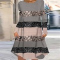 Damen Casual kleid Sweatkleid Etuikleid Minikleid Grau Langarm Gestreift Tasche Winter Herbst Frühling Rundhalsausschnitt Modisch Täglich 2023 S M L XL XXL 3XL Lightinthebox