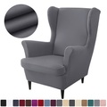 1 Set mit 2 Stück Stretch-Ohrensesselbezügen, Ohrensesselbezügen, Spandex-Stoff, grauen Ohrensesselbezügen mit Sitzpolster, Kissenbezug für Ikea Strandmon Chair Lightinthebox