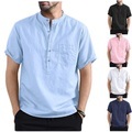 Herren Hemd Knopfhemd Henley Shirt Lässiges Hemd Sommerhemd Glatt Umlegekragen Schwarz Weiß Rosa Marineblau Blau Outdoor Strasse Kurzarm Taste Bekleidung Modisch Strassenmode Komfort Lightinthebox