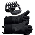 Lighinthebox, 4-teiliges Grillset erweiterte Silikon-Wärmeisolierung Fünf-Finger-Handschuhe Bärenklauen-Fleischteiler Thermometer Grillwerkzeuge Lightinthebox