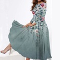 Damen Casual kleid Schaukelkleid Midikleid Blau Grün Grau Langarm Blume Tasche Winter Herbst Frühling Rundhalsausschnitt Modisch Täglich Wochenende 2023 S M L XL XXL 3XL Lightinthebox