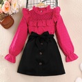 2 Stück kinderkleidung Mädchen Feste Farbe Rock Hemd einstellen Langarm Aktiv Outdoor 7-13 Jahre Winter Rote Lightinthebox