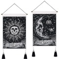 Packung mit 2 Tarot Divination gewebte böhmische Wandteppiche Kunstdekor Decke Vorhang zum Aufhängen Zuhause Schlafzimmer Wohnzimmer Dekoration nordische Baumwolle Leinen Quaste Mond Sterne Sonne 35,6 Lightinthebox