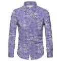 Herren Hemd Blumen Grafik-Drucke Umlegekragen Purpur Grau 3D-Druck Outdoor Strasse Langarm Button-Down Bedruckt Bekleidung Modisch Designer Casual Weich Lightinthebox