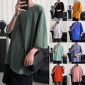Herren Übergroßes Hemd Glatt Rundhalsausschnitt Outdoor Sport Kurze Ärmel Minimalistisch Bekleidung Modisch Strassenmode Cool Lightinthebox