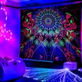 Mandala Vortex Schwarzlicht UV-reaktiver Wandteppich Trippy psychedelischer Schlafsaal Wohnzimmer Kunstdekoration Hängetuch Lightinthebox