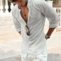 Herren Hemd Knopfhemd Lässiges Hemd Sommerhemd Glatt Umlegekragen Blau-Grün Outdoor Strasse Langarm Button-Down Bekleidung Baumwolle Modisch Casual Atmungsaktiv Komfortabel Lightinthebox