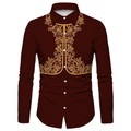 Herren Hemd Westernhemd Blumen Grafik-Drucke Umlegekragen Schwarz Wein 3D-Druck Outdoor Strasse Langarm Button-Down Bedruckt Bekleidung Modisch Designer Casual Weich Lightinthebox