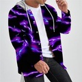 Herren Hemd Blitz Grafik-Drucke Mit Kapuze Schwarz Weiß Purpur Grau Outdoor Strasse Langarm Bedruckt Bekleidung Modisch Designer Casual Weich Lightinthebox
