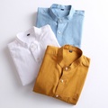 Herren Oberhemd Hemd ohne Kragen Oxford Hemd Glatt Ständer Meeresblau Weiß Gelb Armeegrün Marineblau Outdoor Arbeit Langarm Button-Down Bekleidung Modisch Casual Atmungsaktiv Komfortabel Lightinthebox