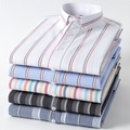 Herren Oberhemd Hemd Oxford Hemd Gestreift Quadratischer Ausschnitt WeißBlau Gelb Marineblau Grün Regenbogen Outdoor Arbeit Langarm Button-Down Bekleidung Modisch Casual Atmungsaktiv Komfortabel Lightinthebox
