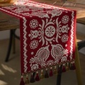 Lighinthebox, Roter Luxus-Tischläufer aus Jacquard-Stoff mit Quasten für Esszimmer-Kommode, Hochzeitsfeier-Dekorationen Lightinthebox