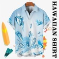 Herren Hemd Hawaiihemd Sommerhemd Grafik-Drucke Eiswürfel Umlegekragen Blau Grau Strasse Casual Kurze Ärmel Button-Down Bedruckt Bekleidung Tropisch Modisch Hawaiianisch Designer Lightinthebox