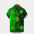 Herren Hemd Hawaiihemd Sommerhemd Grafik-Drucke Clover Umlegekragen Grün Outdoor Strasse Kurze Ärmel Button-Down Bedruckt Bekleidung Tropisch Modisch Hawaiianisch Designer Lightinthebox