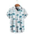 Herren Hemd Hawaiihemd Sommerhemd Kokosnussbaum Grafik-Drucke Umlegekragen Blau Outdoor Strasse Kurze Ärmel Button-Down Bedruckt Bekleidung Tropisch Modisch Hawaiianisch Designer Lightinthebox