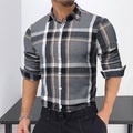 Herren Knopfhemd Kariertes Hemd trachtenhemd Lässiges Hemd Sommerhemd Plaid / Karomuster Kargen Grau Outdoor Strasse Langarm Bekleidung Modisch Casual Komfortabel Lightinthebox